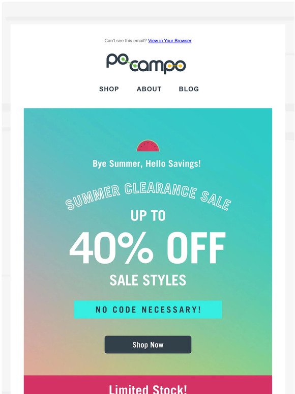 Our Summer Clearance is here: Save up to 40% (!)