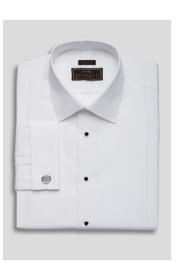 Reserve Collection Tailored Fit Bib-Front Spread Collar Formal Dress Shirt