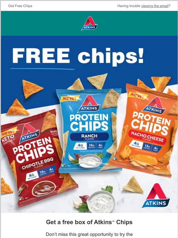 Free Box of NEW Atkins Chips!