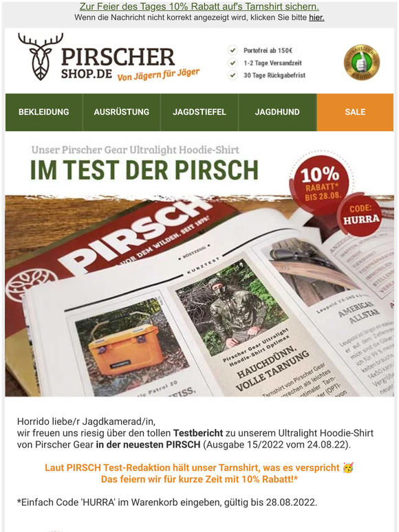 🏆 Bei PIRSCH im Test: Unser Ultralight Hoodie-Shirt von Pirscher Gear