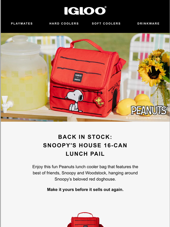 Igloo Coolers Back in stock Snoopy's House Lunch Pail! Milled