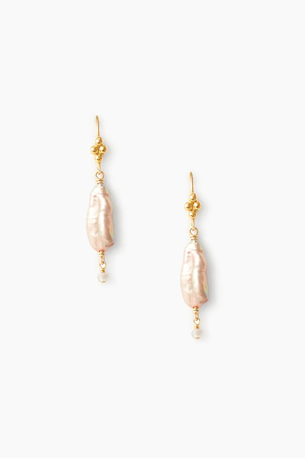 Image of Champagne Biwa Pearl Pillar Earrings