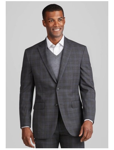 Traveler Collection Tailored fit Windowpane Plaid Suit