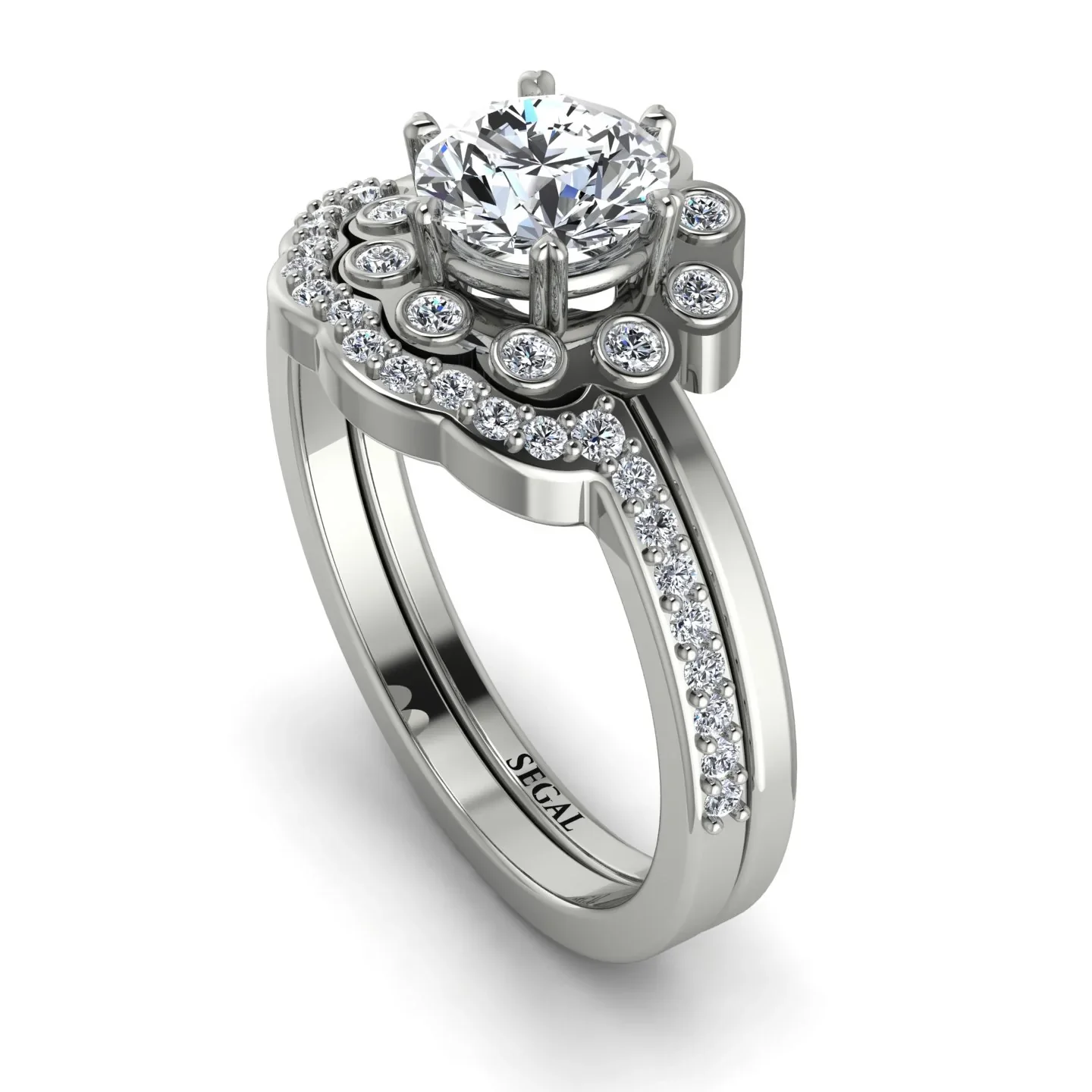 Image of 0.8 Carat Diamond Halo Bridal Set - Pamela No. 3