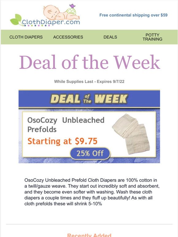 Deal of the Week: 25% Off OsoCozy Unbleached Prefolds