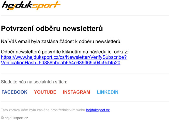 Potvrzení odběru newsletterů
