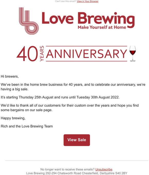Anniversary Sale Now On