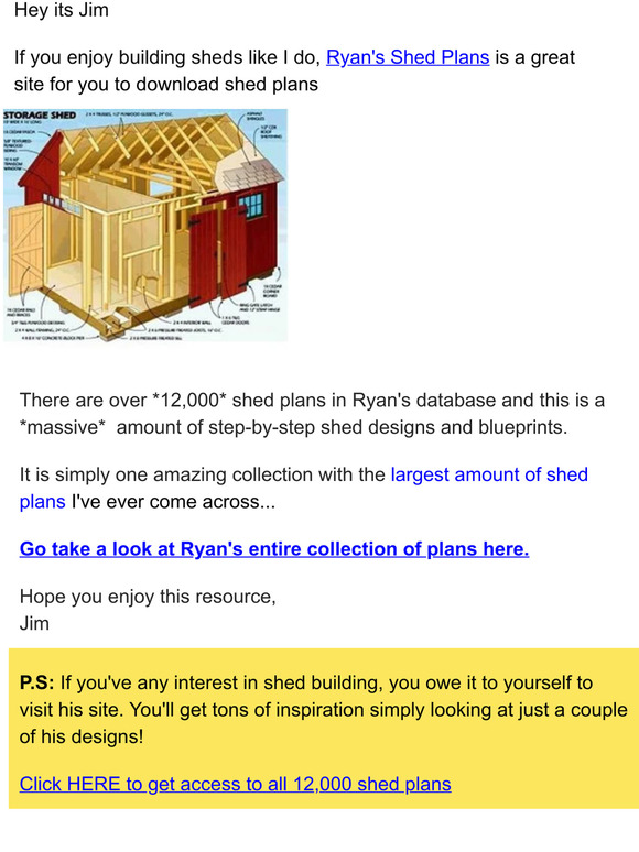 Get access to 12,000 shed plans inside...