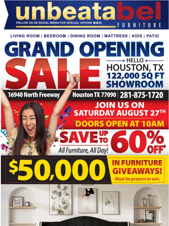 Celebrate Bel Furniture's Newest Stores' Grand Opening!