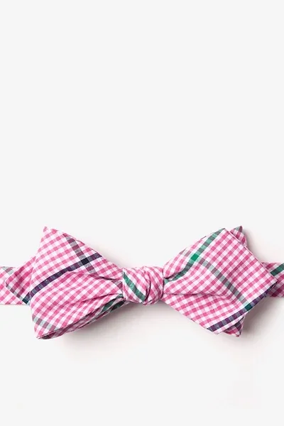 Image of Pink Cotton Douglas Diamond Tip Bow Tie