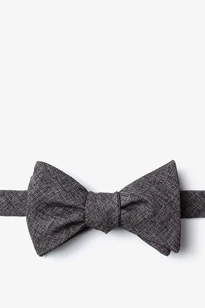 Image of Dark Gray Cotton Galveston Self-Tie Bow Tie