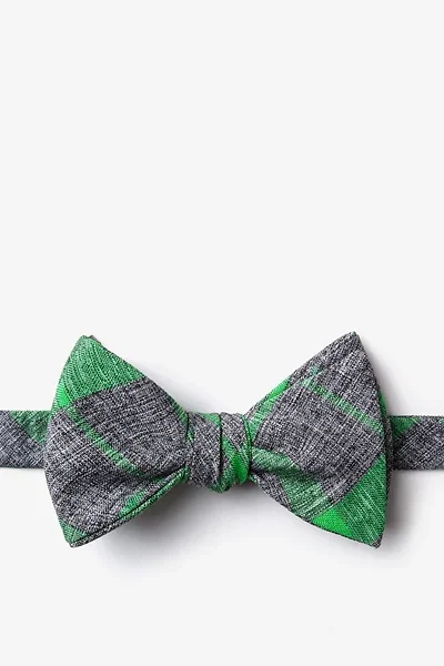 Image of Green Cotton Kirkland Self-Tie Bow Tie