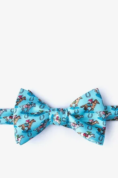 Image of Light Blue Silk Pony Up Self-Tie Bow Tie