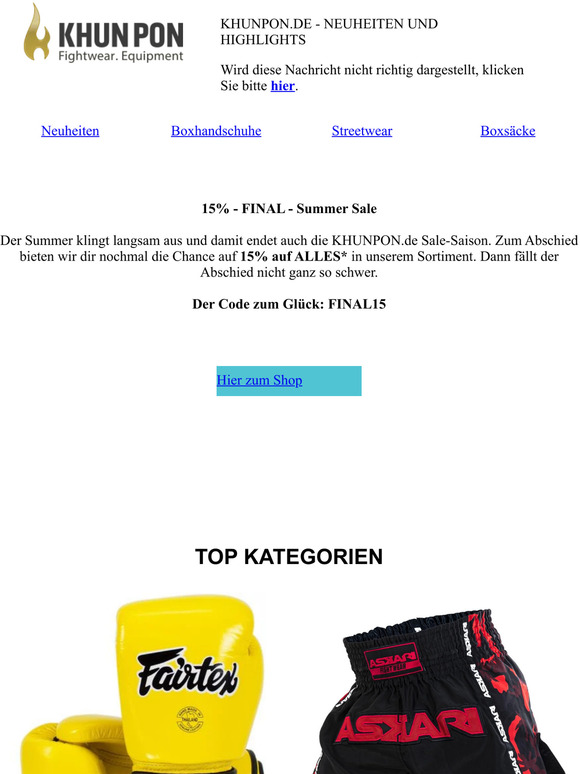 15% auf ALLES im Final Summer Sale