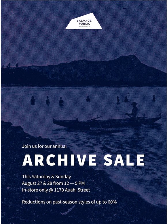 In-Store Archive Sale - This Saturday & Sunday
