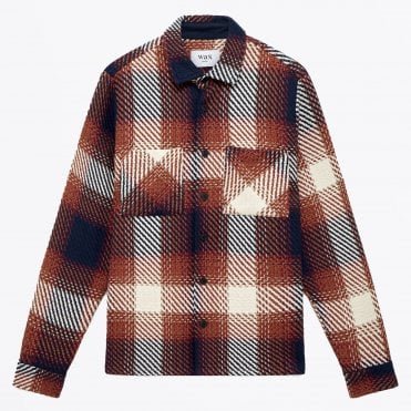  - Whiting Overshirt Ombre Check - Navy/Red