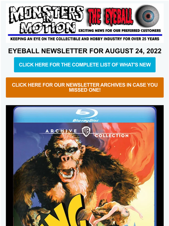Monsters in Motion KING KONG 1933 BluRay, New Star Trek and Star Wars