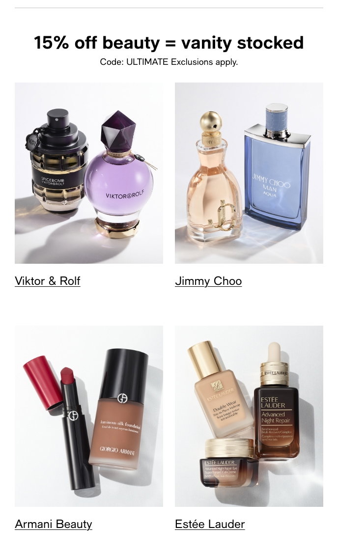15% Off Beauty = Vanity Stocked, Code: ULTIMATE