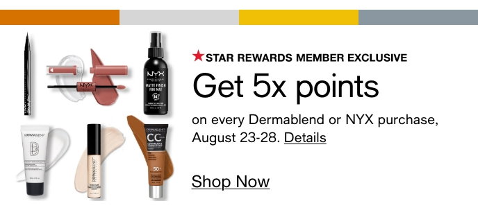 Get 5x Points On Every Dermablend Or NYX Purchase, August 23-28, Shop Now