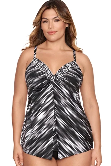 MIRACLESUIT WARP SPEED LOVE KNOT UNDERWIRE PLUS SIZE TANKINI TOP