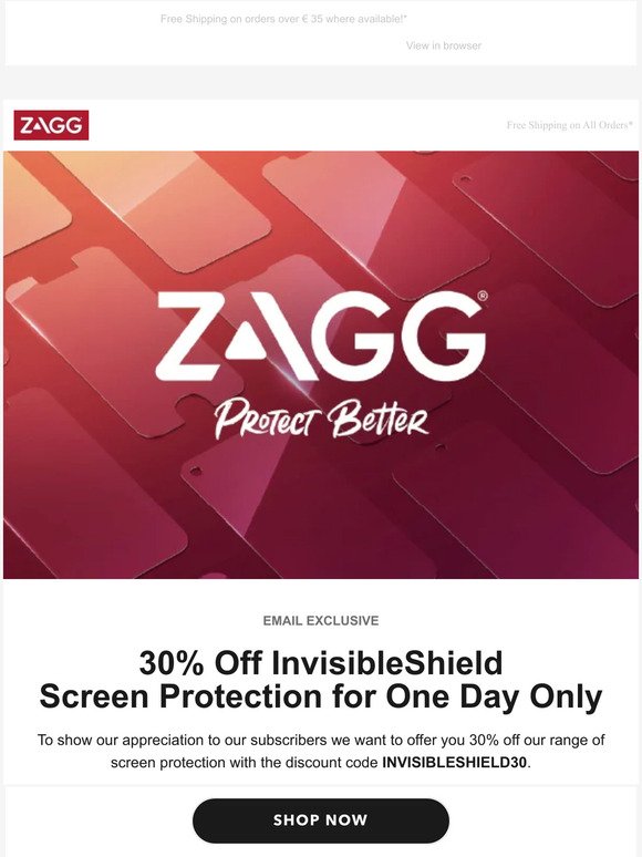 30% Off InvisibleShield Screen Protection | One Day Only!
