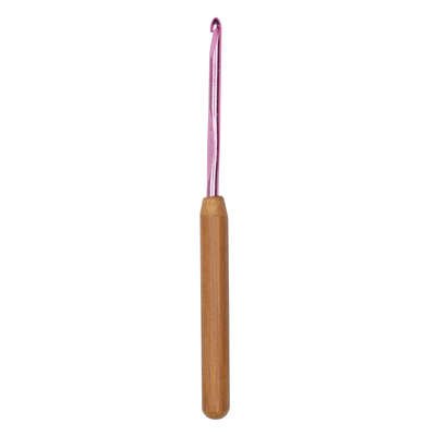 Pink and bamboo crochet hook image