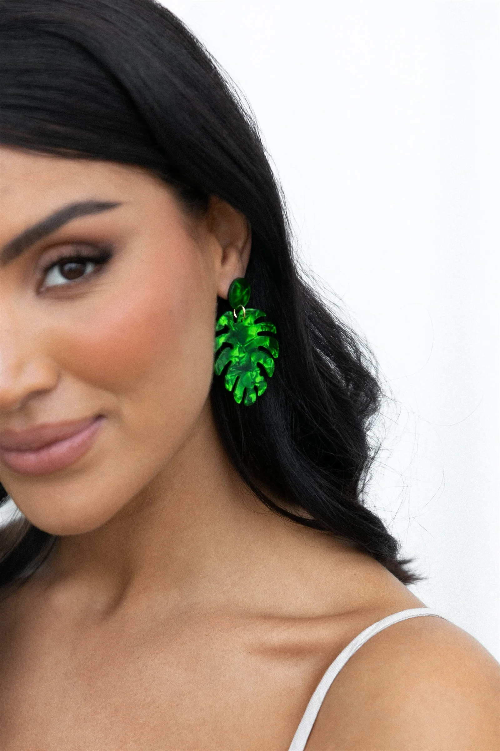 Image of Dendron Statement Resin Earrings - Green