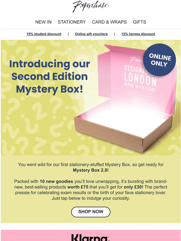 Paperchase Our new Mystery Box has landed! Milled