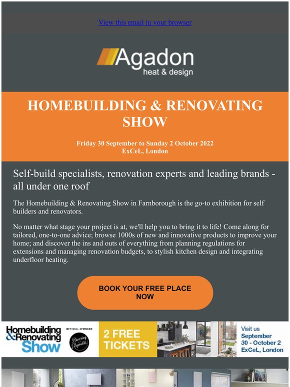Get Free Tickets for Homebuilding and Renovating 30 September - 2 October 2022ExCeL London