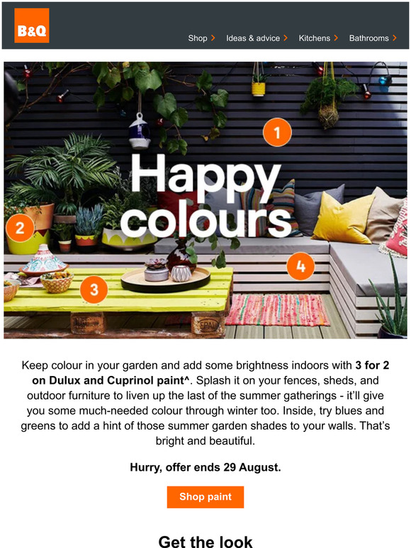 B & Q More colour? Here’s 3 for 2 on Dulux and Cuprinol paint Milled
