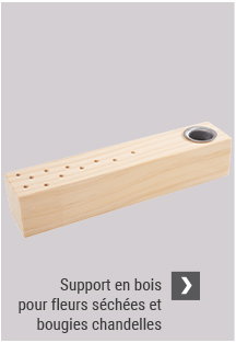 Support en bois pour fleurs séchées et bougies chandelles, 20 x 4 x 4 cm