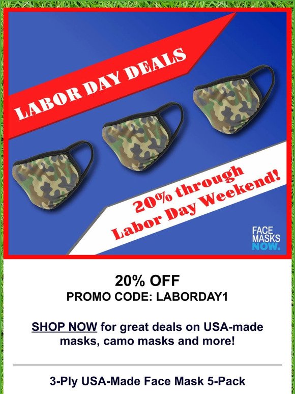 Labor Day Mask Sale! 20% off ALL Items!