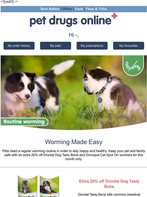 Pet Drugs Online Extra 20 off Drontal & Dronspot Worming made easy