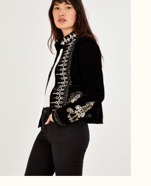 Meredith military embroidered jacket black