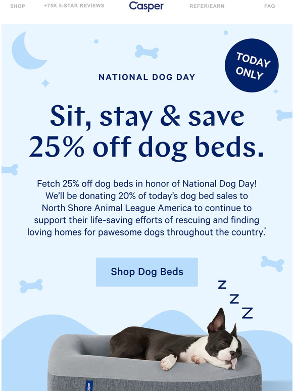 Casper Celebrate National Dog Day with 25 off dog beds Milled