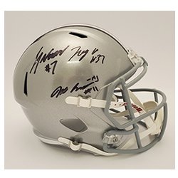 C.J. Stroud, Jaxon Smith-Njigba, TreyVeon Henderson Ohio State Buckeyes Autographed Signed Speed Replica Helmet - Beckett Authentic
