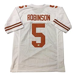 Bijan Robinson Autographed Texas Longhorns Custom White #5 Jersey Signed in Silver - Beckett Authentic
