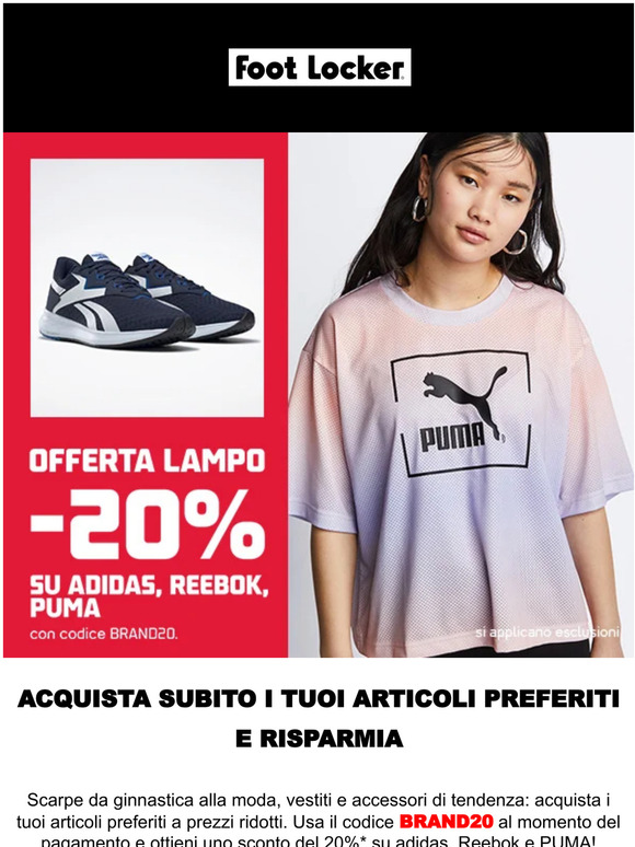 Offerta lampo: -20% su adidas, Reebok e PUMA 🔥