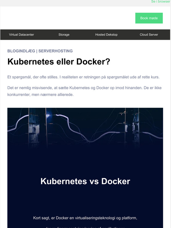 Nyhedsmail: Kubernetes vs Docker