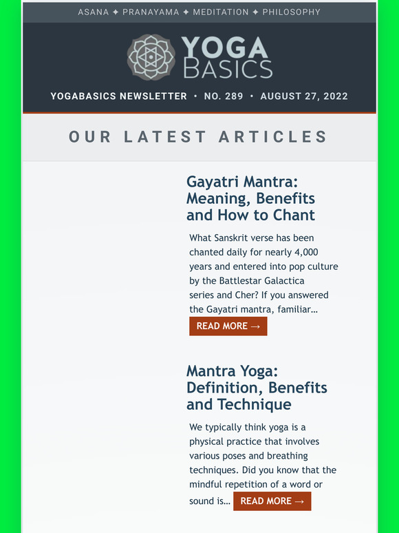 Yoga Basics News #289 • August 27, 2022