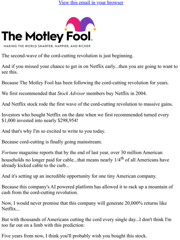 The Motley Fool Cable TV is dying and this is skyrocketing Milled