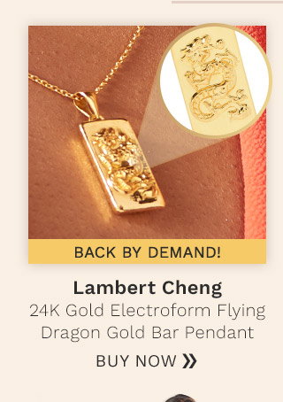 Lambert Cheng 24K Gold Electroform Choice of Weight Flying Dragon Gold Bar Style Pendant - 196-314 - Back by Demand!