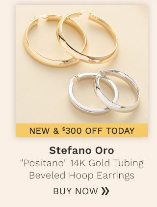 Stefano Oro "Positano" 14K Gold Tubing Choice of Size Hoop Earrings - 203-715 - New & $300 Off Today