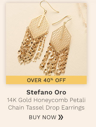 Stefano Oro 14K Gold Honeycomb Petali Chain Tassel 3" Drop Earrings - 198-172 - Over 40% Off