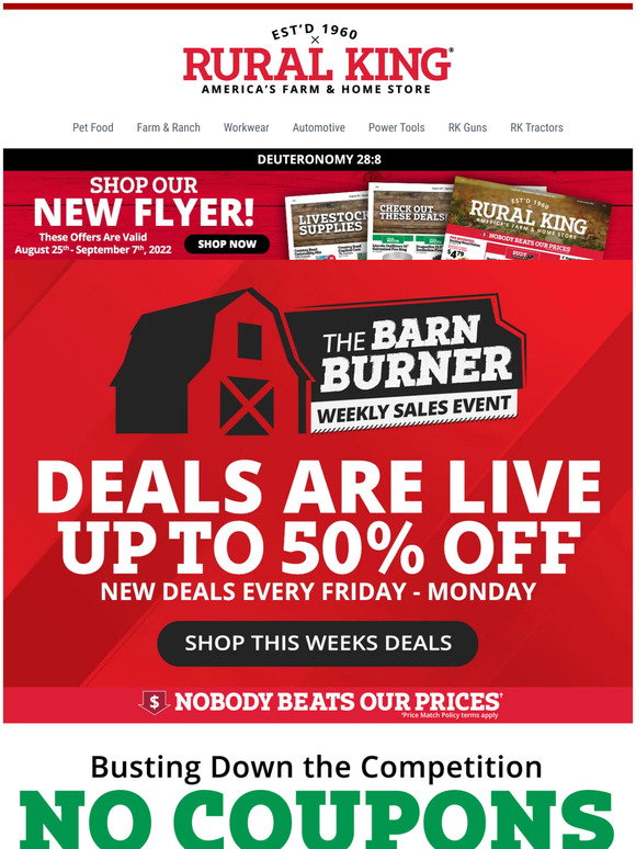 Rural King: Busting Down the Competition: No Coupons Needed! | Milled