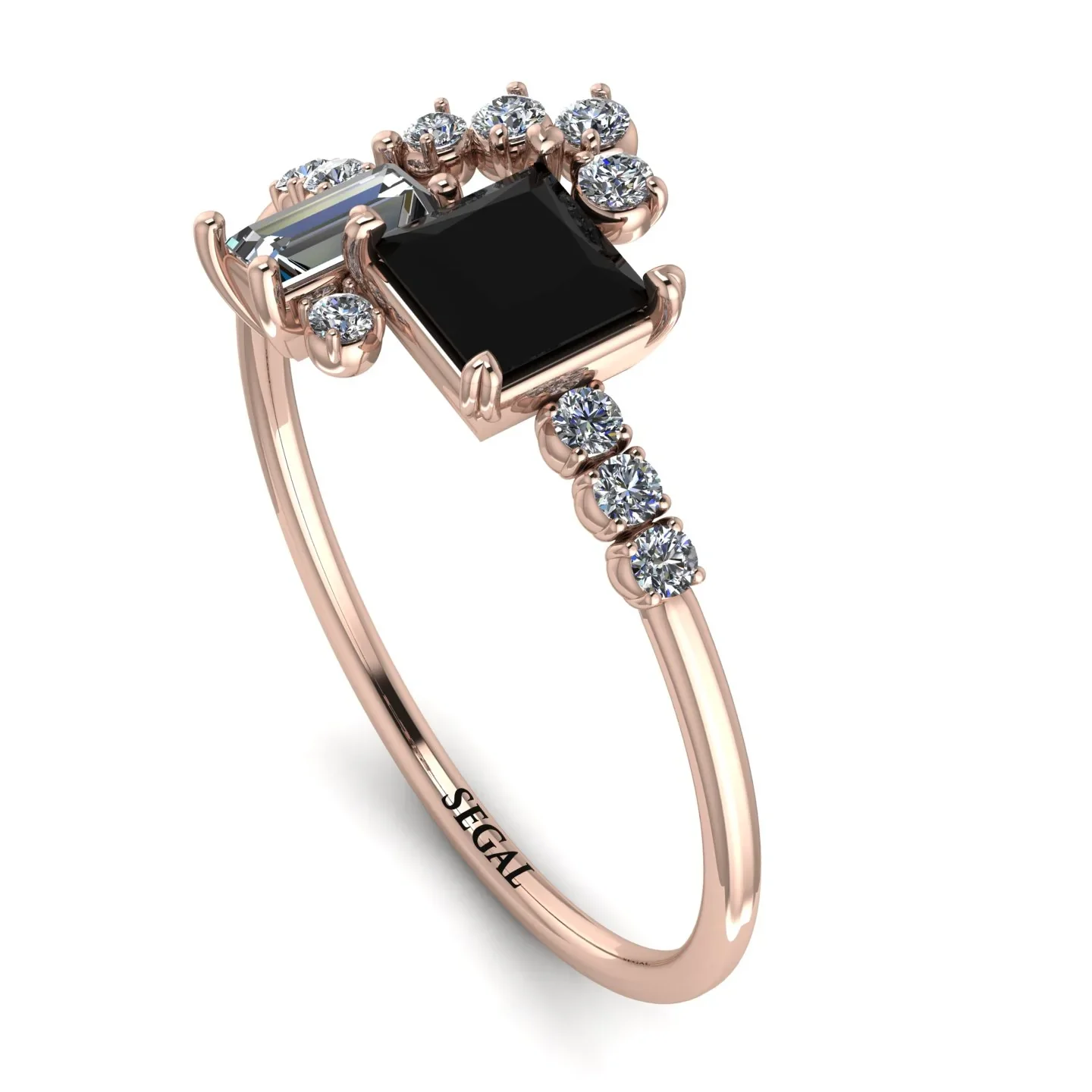 Image of Princess Cut Mix Black Diamond Ring - Mya No. 8