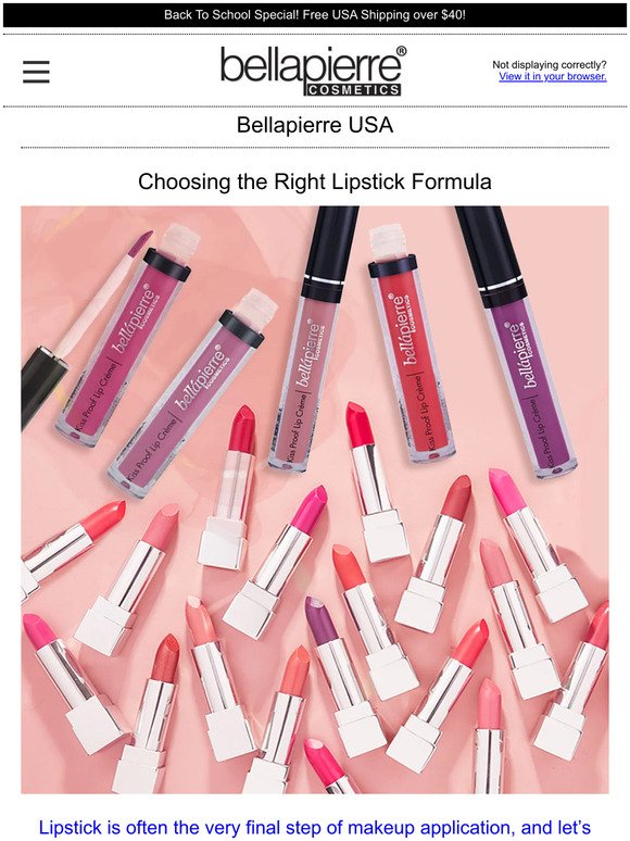 Choosing the Right Lipstick Formula - Bellapierre Cosmetics USA