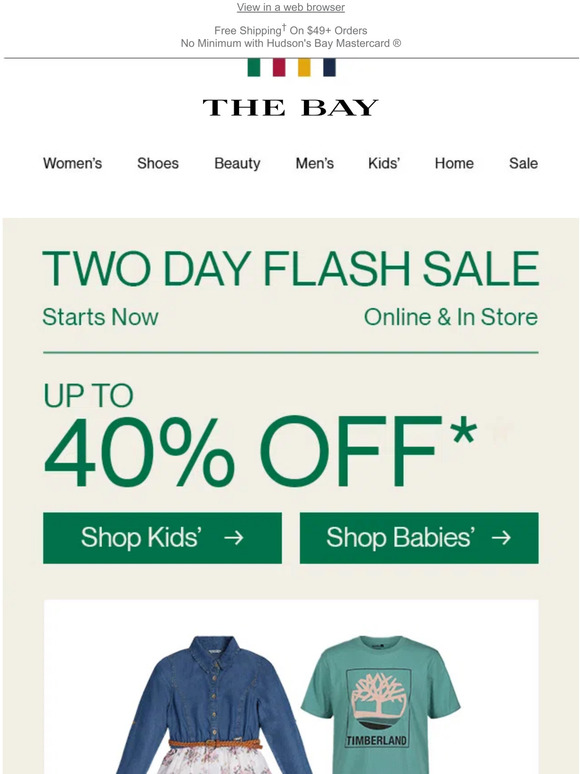 Hudson's Bay FLASH SALE on Back to School must haves Milled