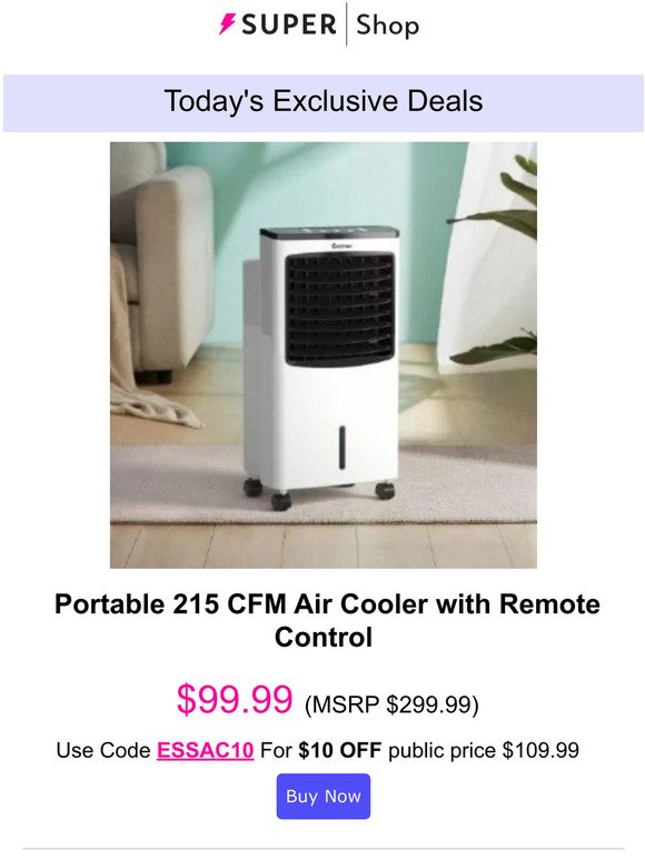 Today's Exclusive: Portable 215CFM A/C $99.99 | Reclining Swivel Massage Chair $120.99 | Apple Watch 6 Series $212.99 & More