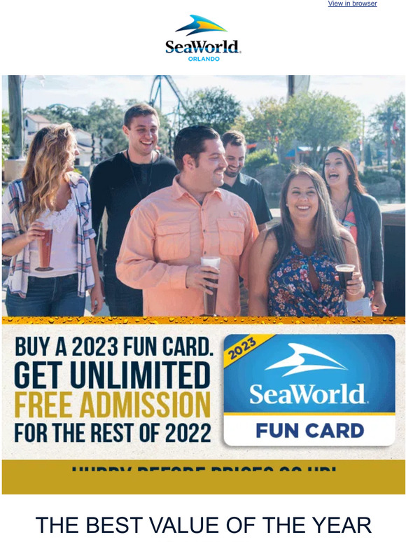 SeaWorld Parks Get a 2023 Fun Card and Get the Rest of 2022 FREE! Milled